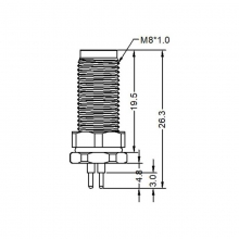 Panel Mount Connector - M8 4pins A code male straight front panel mount connector, unshielded, insert